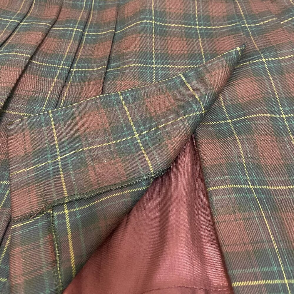 Vintage 90s A-Line Tartan Plaid Pleated Skirt - Size M - Picture 8 of 13